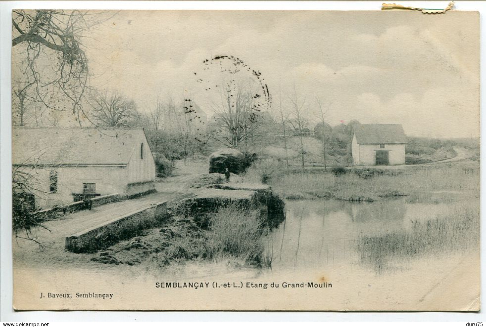 CPA Voyagé 1909 - SEMBLANÇAY Etang Du Grand Moulin ( Moulin Où J'ai Passé Mon Enfance !) Ed. J. Baveux Semblançay - Semblançay