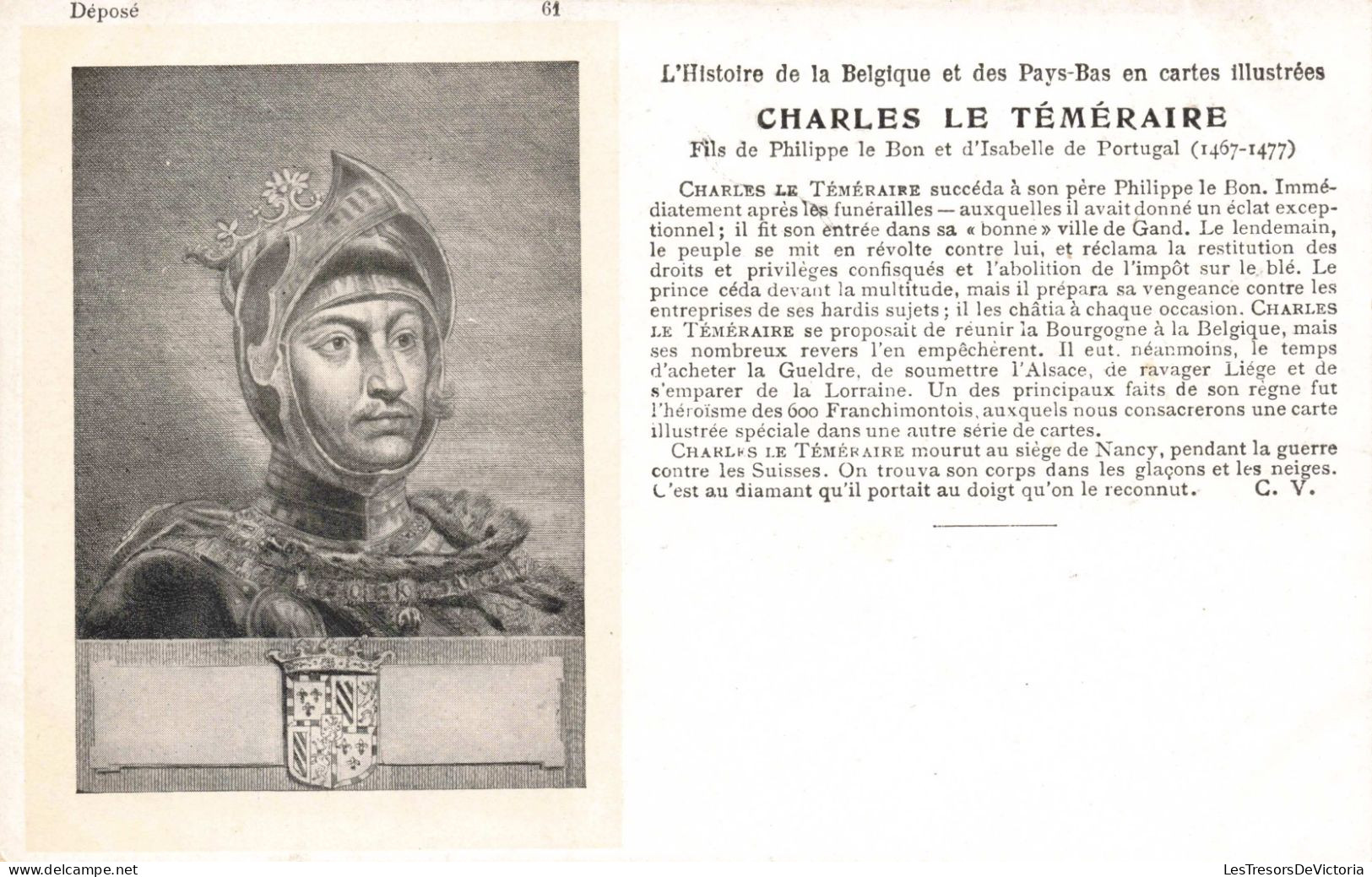 CELEBRITES - Personnages Historiques - Charles Le Téméraire - Fils De Philippe Le Bon.. - Carte Postale Ancienne - Personajes Históricos