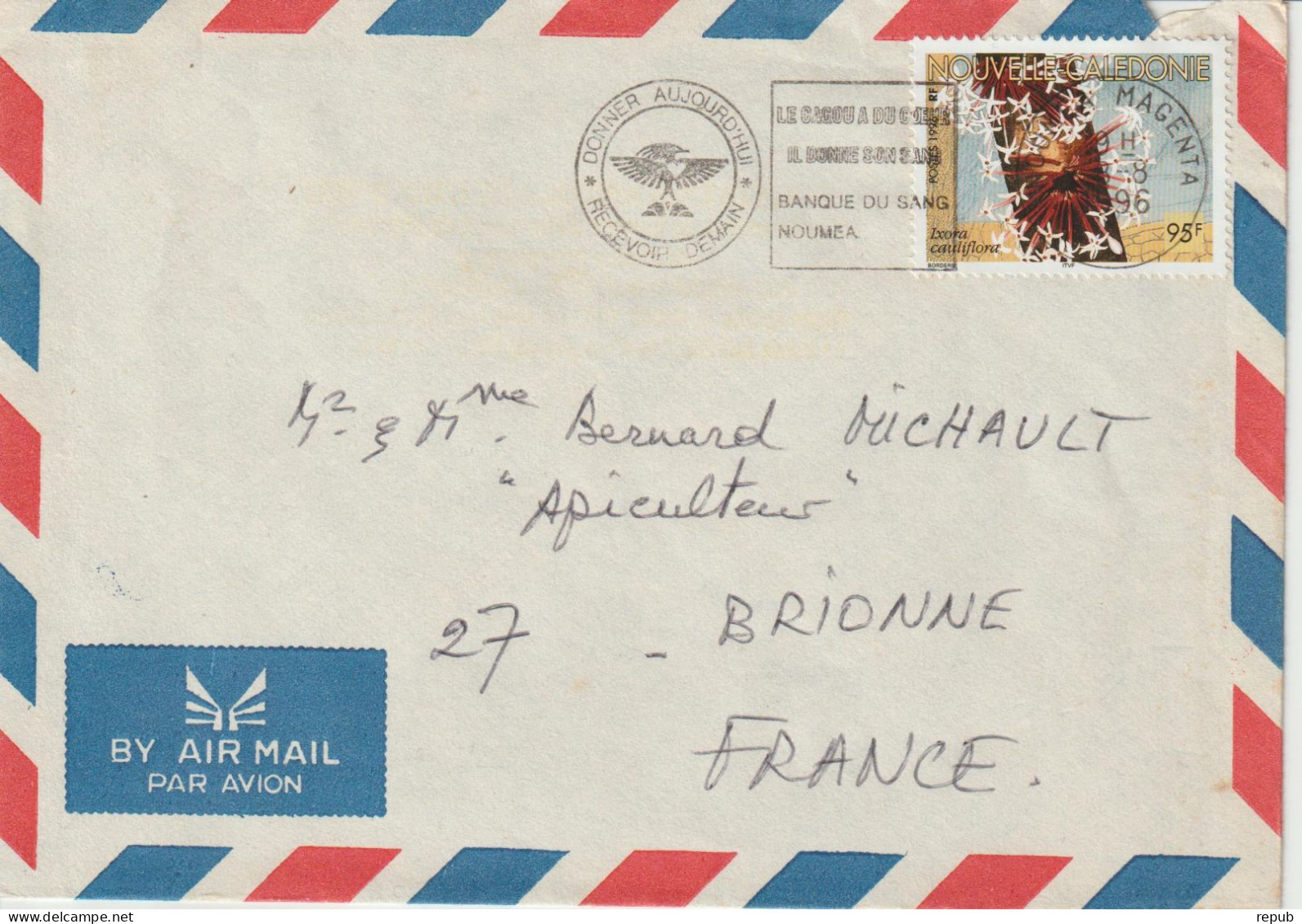 Nouvelle Calédonie Lettre Avion 1996 Pour La France - Storia Postale