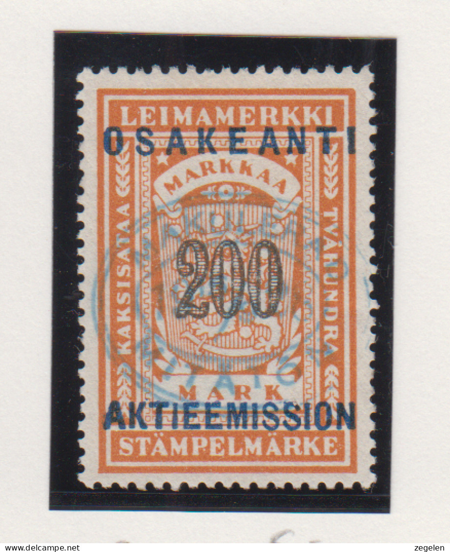 Finland Fiskale Zegel Cat. Barefoot Stocks & Shares 20 - Revenue Stamps