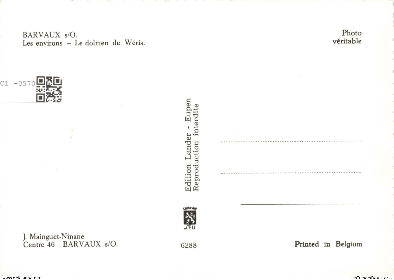 BELGIQUE - Barvaux Sur Ourthe - Les Environs Le Dolmen De Wéris - Carte Postale Ancienne - Other & Unclassified