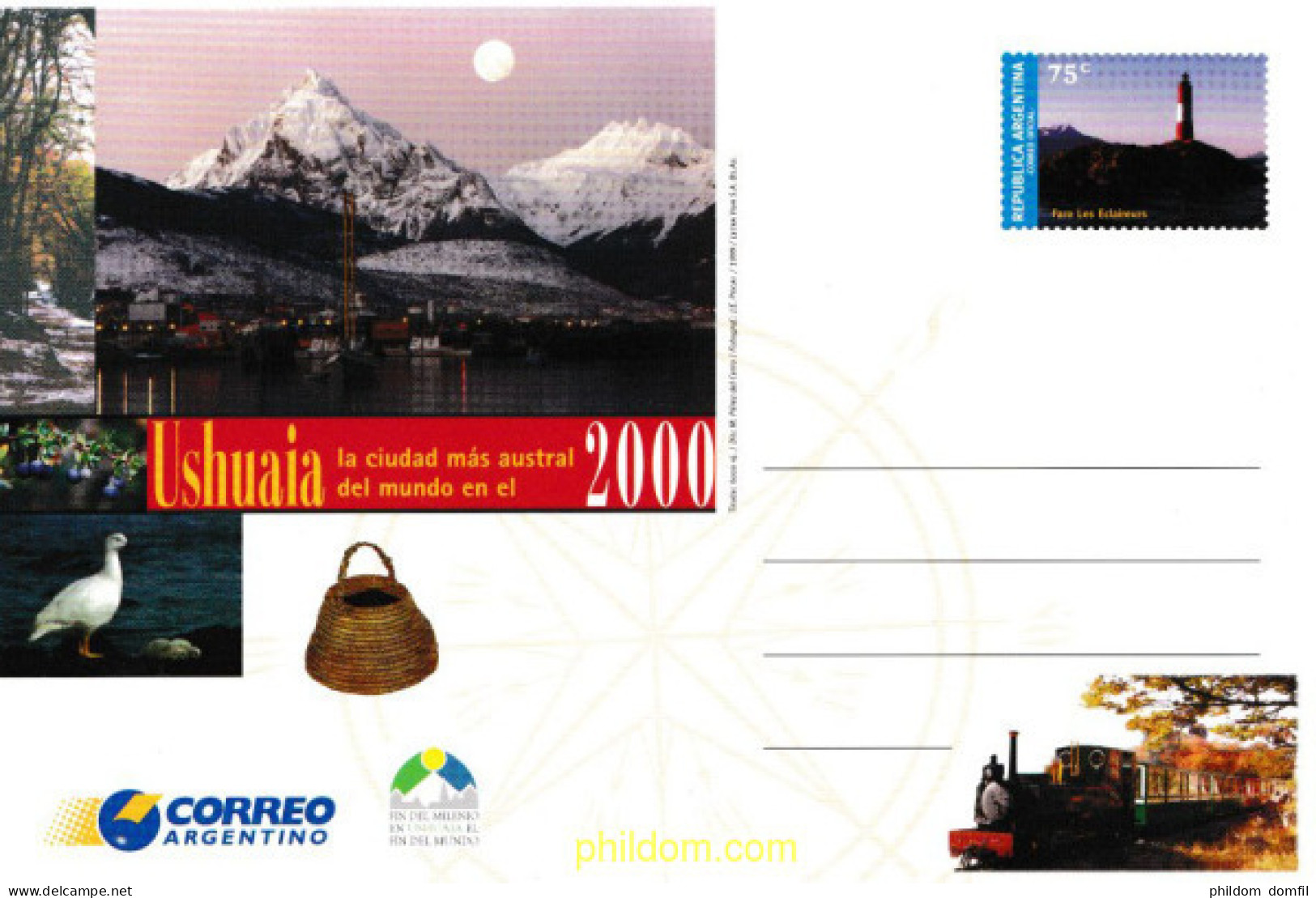 601548 MNH ARGENTINA 2000 USHUAIA LA CIUDAD MAS AUSTRAL DEL MUNDO EN EL 2000 - Ungebraucht