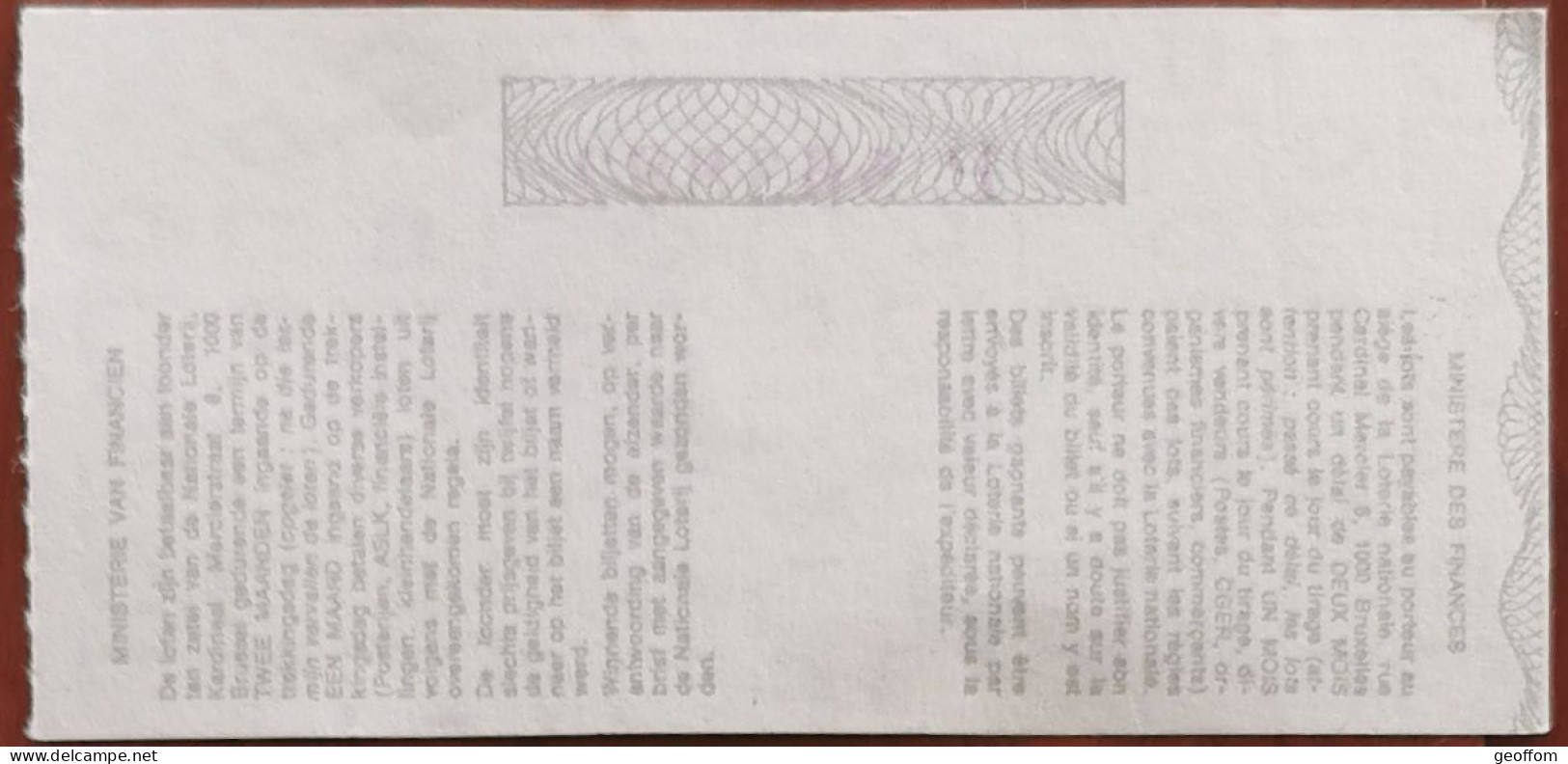 Billet De Loterie Nationale Belgique 1985 18e Tranche Des Mères - 2-5-1985 - Billetes De Lotería