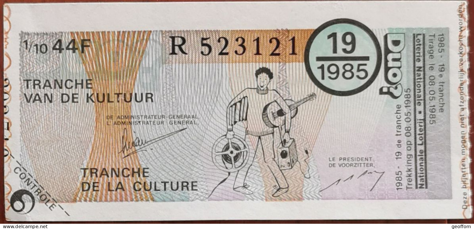 Billet De Loterie Nationale Belgique 1985 19e Tranche De La Culture - 8-5-1985 - Billetes De Lotería