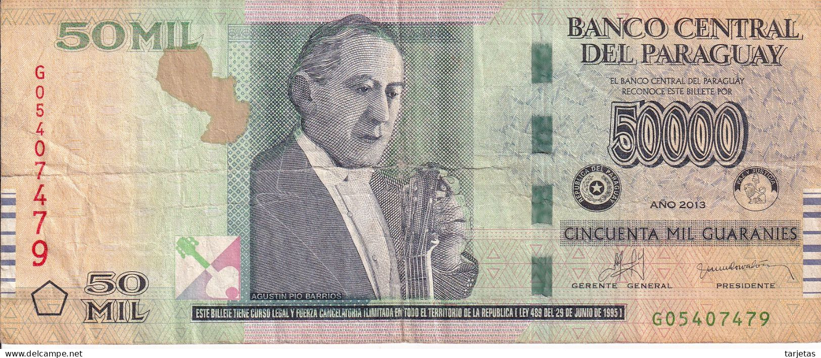 BILLETE DE PARAGUAY DE 50000 GUARANIES DEL AÑO 2013 (BANK NOTE) - Paraguay