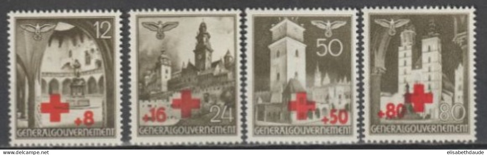 1940 - GOUVERNEMENT GENERAL / POLOGNE - SERIE COMPLETE CROIX-ROUGE YVERT N°68/71 ** MNH - COTE = 21 EUR - Generalregierung