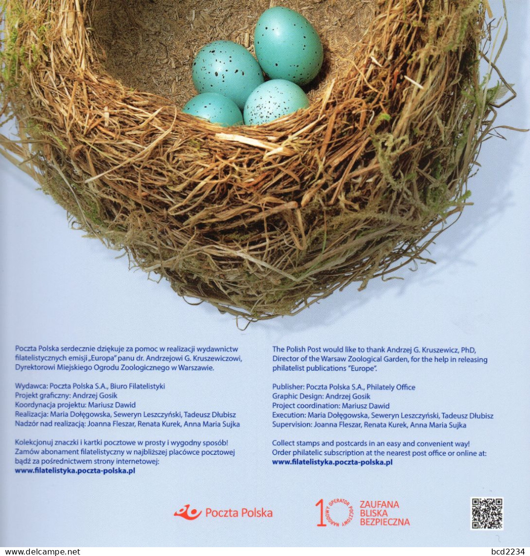 POLAND 2019 POLISH POST OFFICE LIMITED EDITION FOLDER: EUROPA CEPT CHAFFINCH FRINGILLA COELEBS BIRDS EGGS NEST - Cartas & Documentos