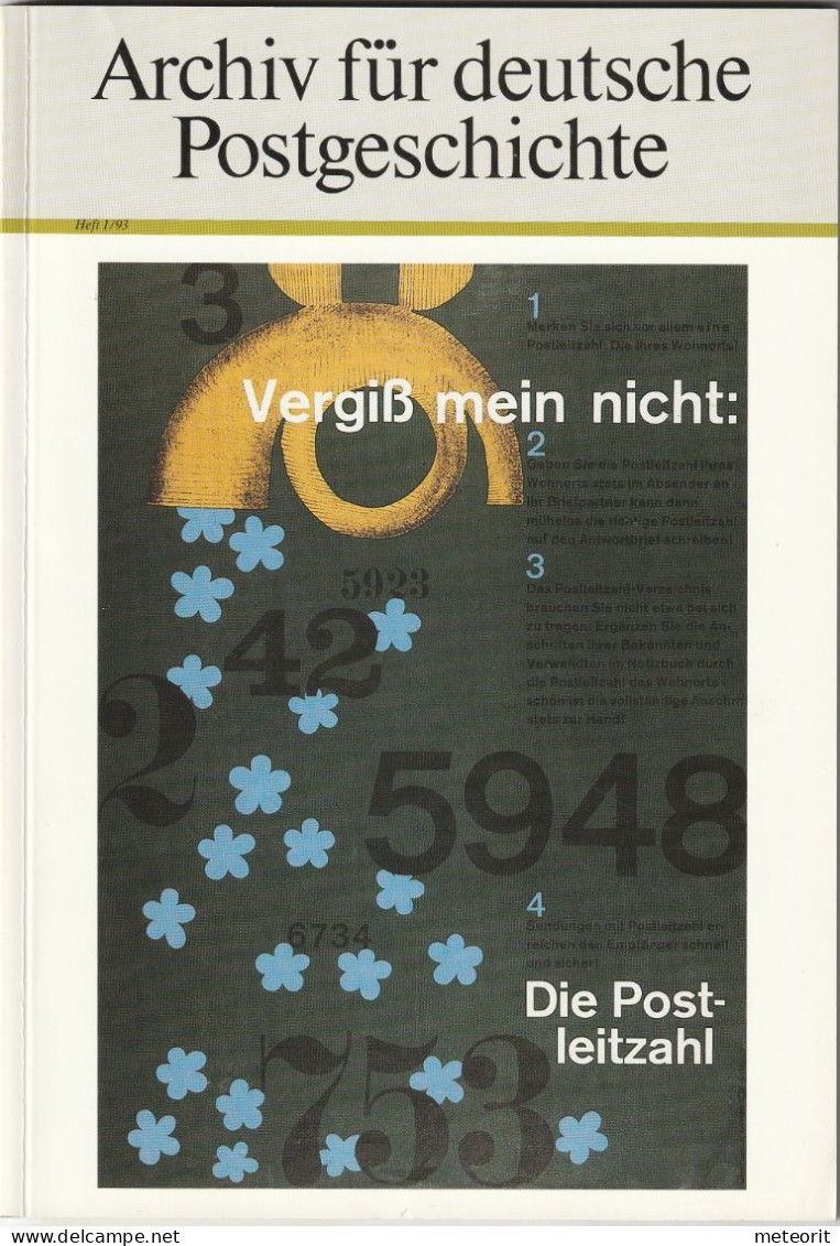 Archiv Für Deutsche Postgeschichte, Heft 1/1993 , 128 Seiten, ISSN 0003-8989 - Philatelie Und Postgeschichte