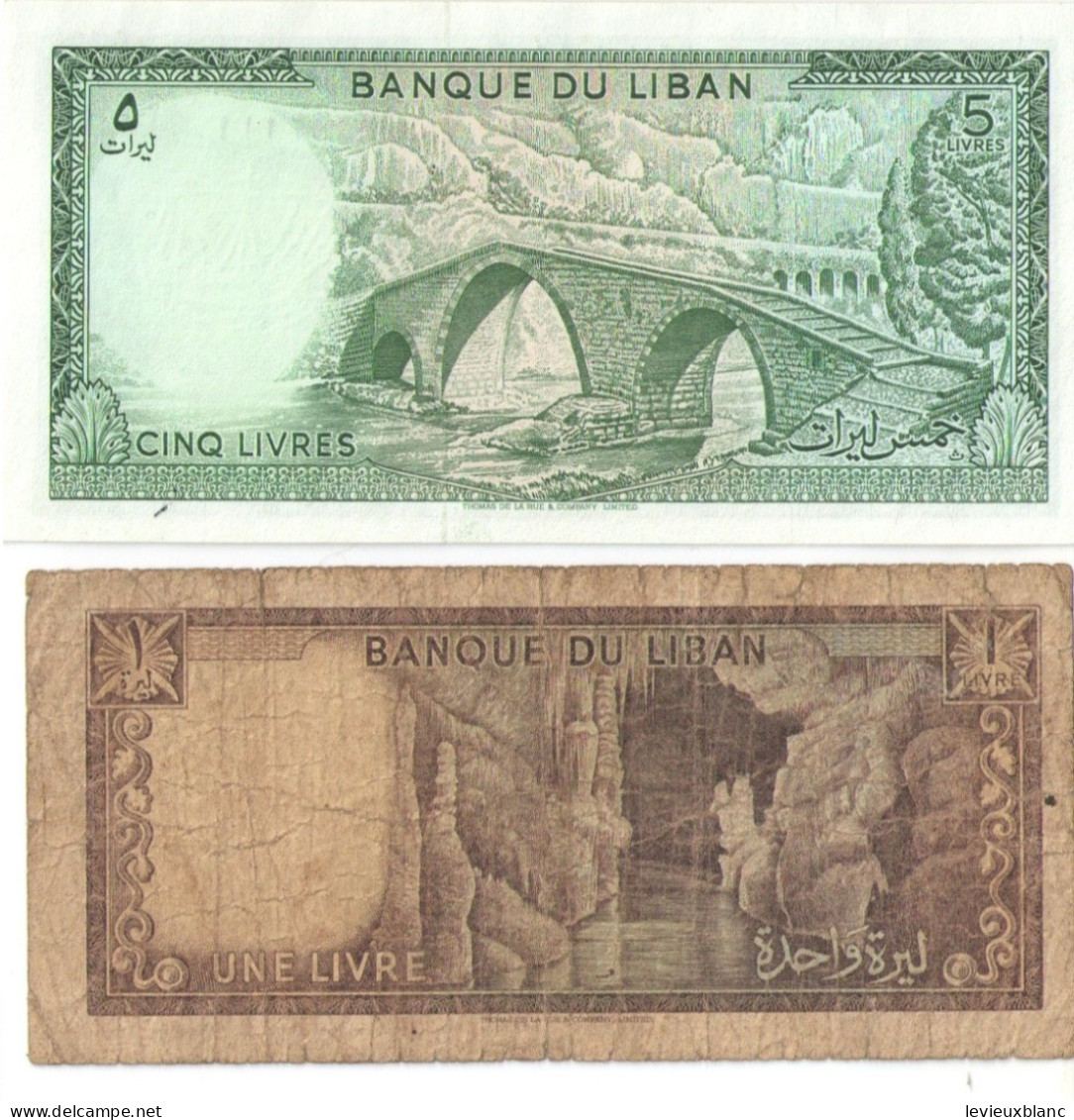 2 Billets De Banque / LIBAN/Banque Du Liban/ 1 Et 5 Livres/l'un Neuf, L'autre Usagé/ Date ?     BILL248 - Liban