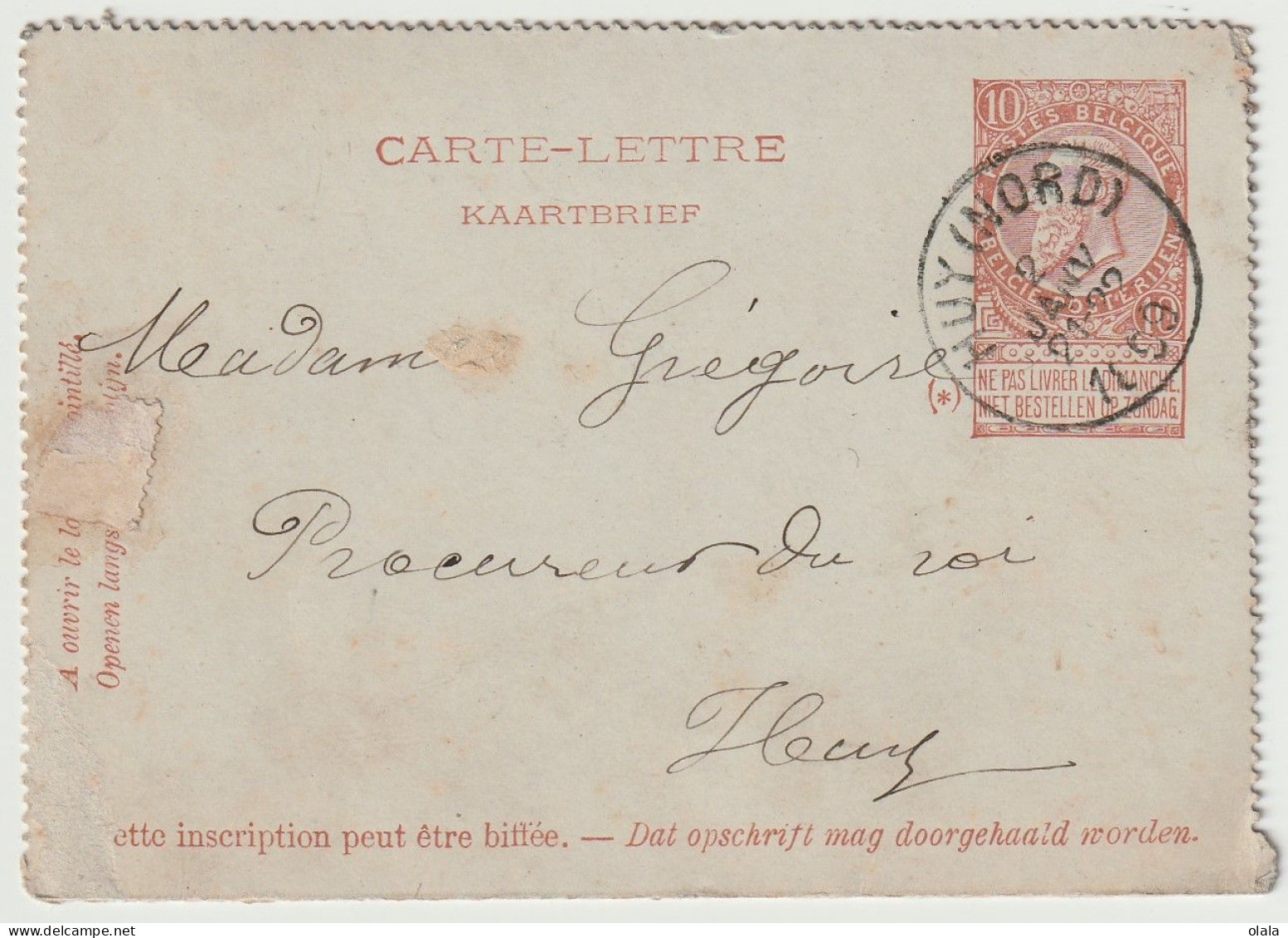 Belgique Entier Postal Carte Lettre Pour Huy            Ep17 - Cartes-lettres