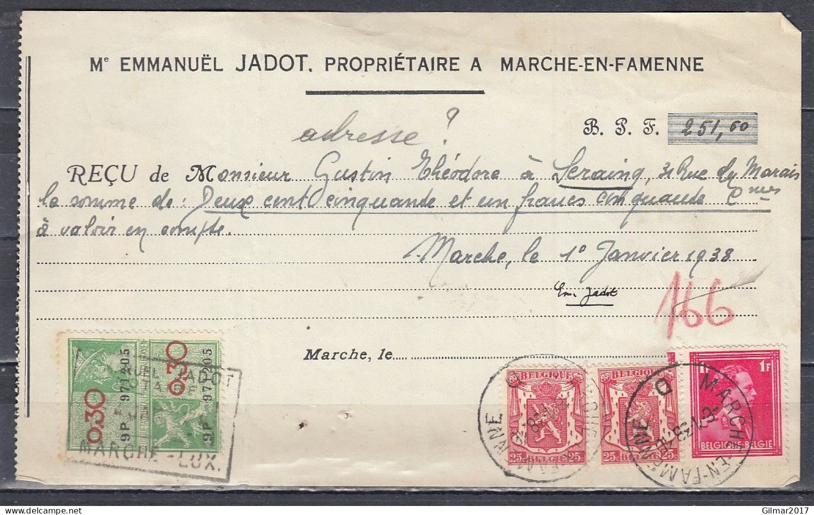 Document Van Marche-En-Famenne D Naar Seraing - 1935-1949 Kleines Staatssiegel