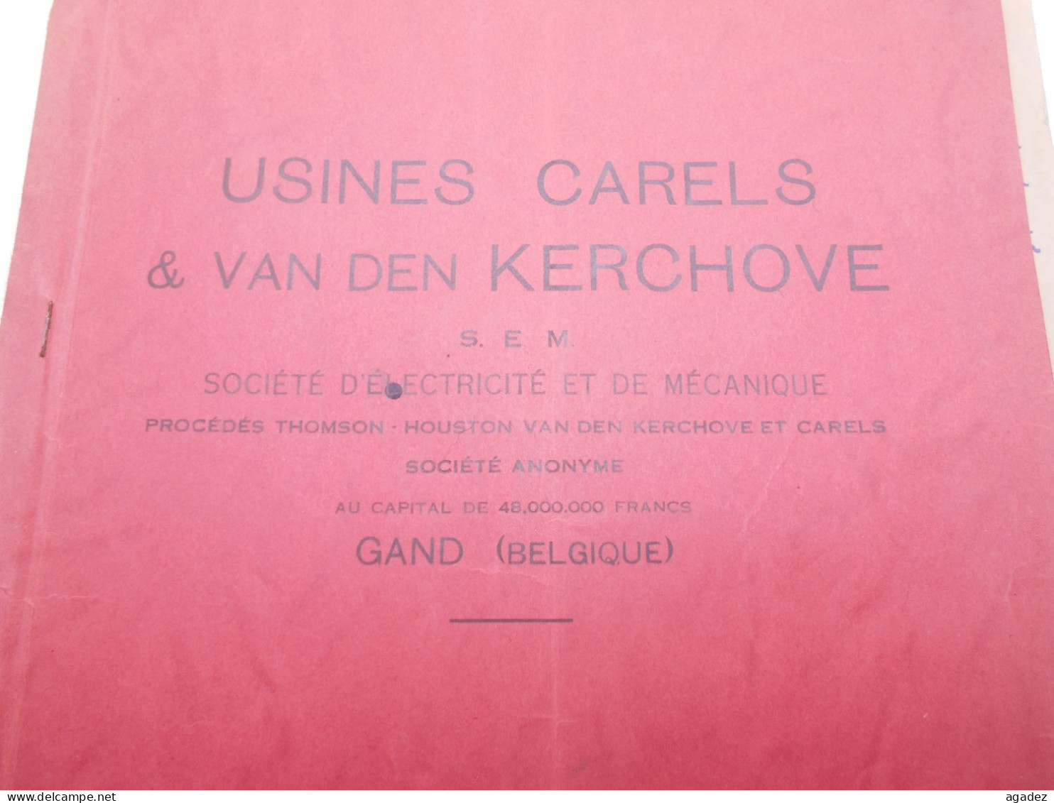 Anciens Documents Usines Carels  &Van Den Kerchove Gand Gent Electricité Et Mecanique 1936 - Électricité & Gaz