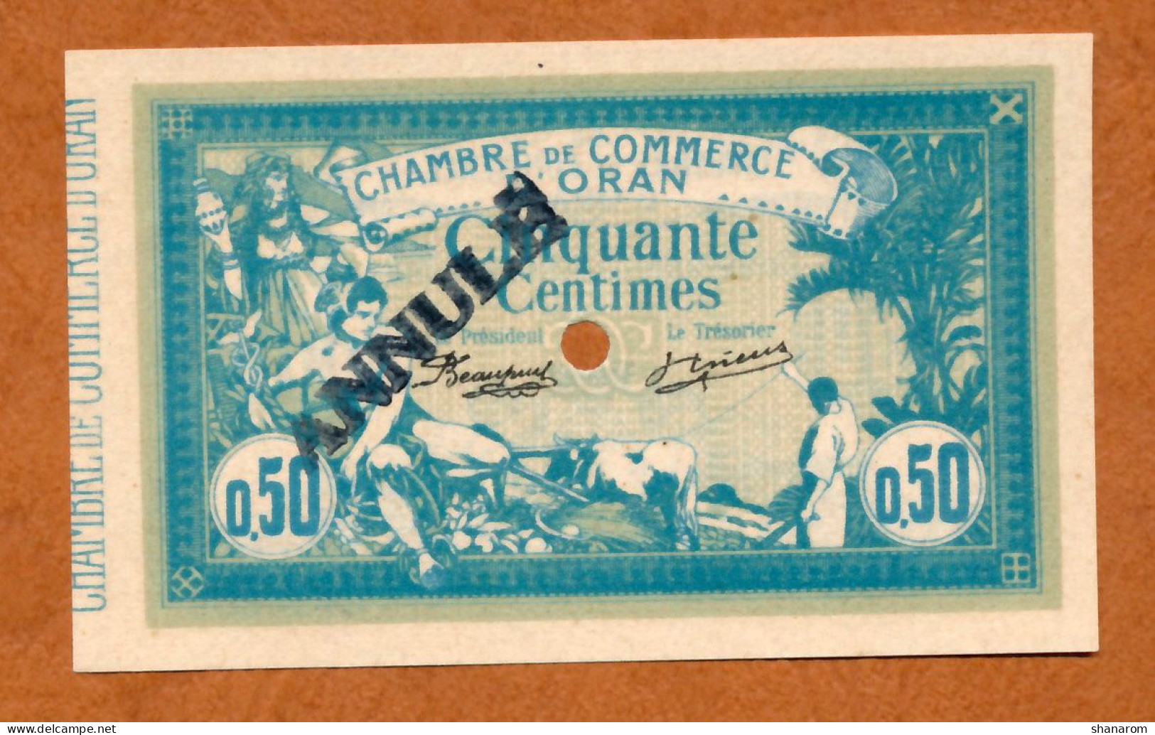 1915 // ALGERIE // ORAN // Chambre De Commerce // Cinquante Centime // Billet Mention ANNULE // UNC-NEUF - Algerien