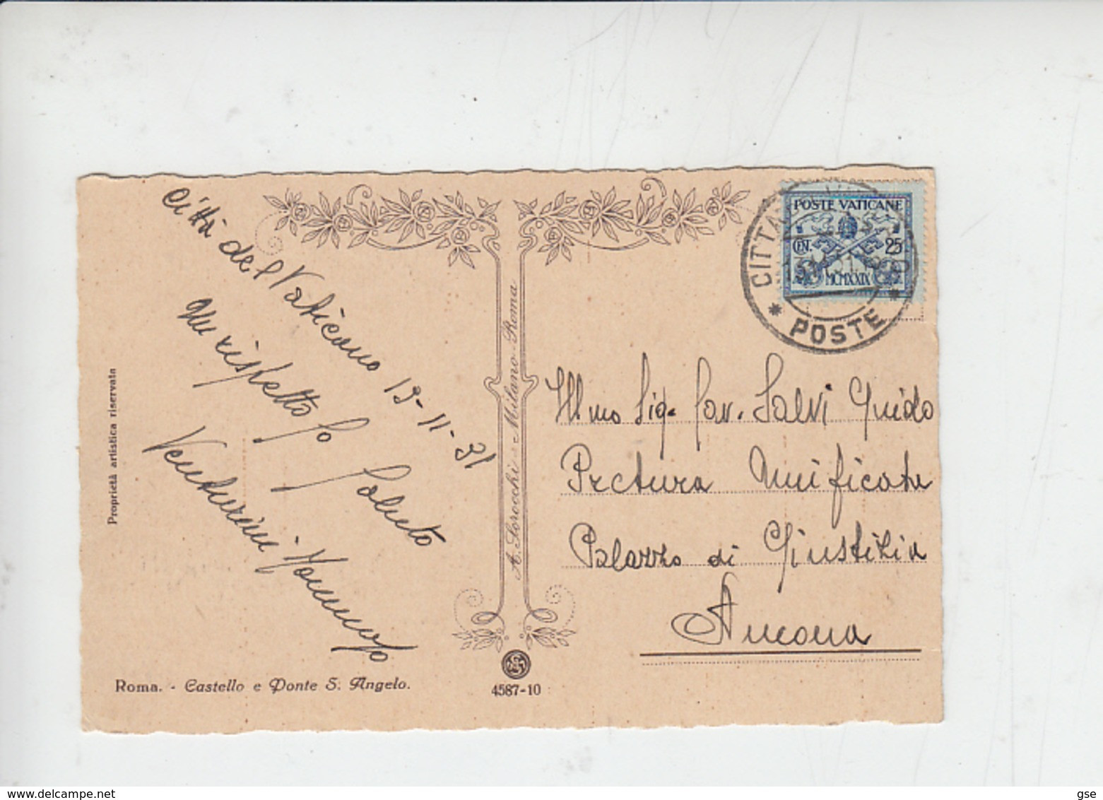 VATICANO  1931 - Sassone 4  - Serie Corrente - Lettres & Documents