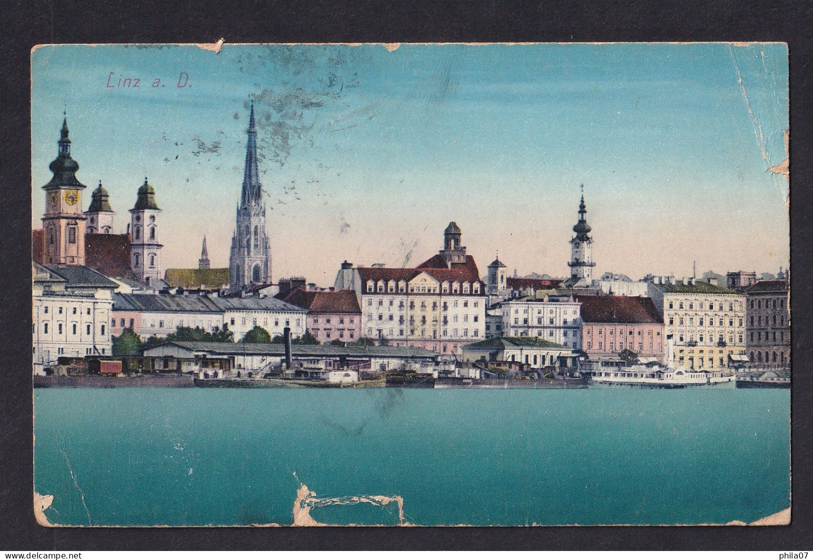 AUSTRIA - Linz A. D. / Censorship Cancel / Postcard Circulated, 2 Scans - Linz