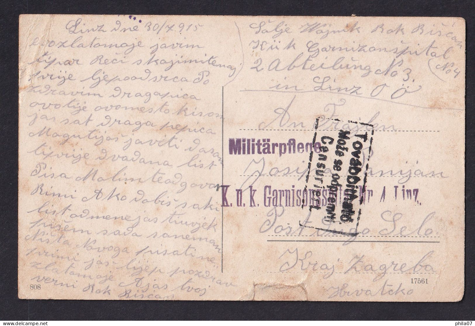 AUSTRIA - Linz A. D. / Censorship Cancel / Postcard Circulated, 2 Scans - Linz