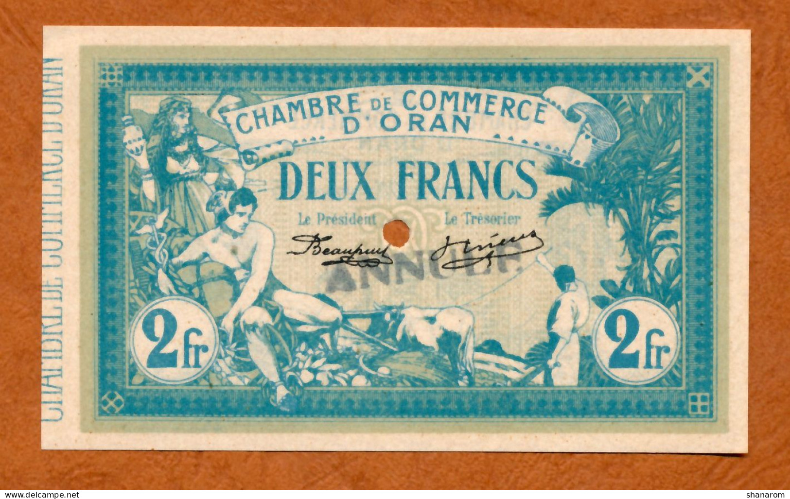 1915 // ALGERIE // ORAN // Chambre De Commerce // Deux Francs // Billet Mention ANNULE // UNC-NEUF - Algérie