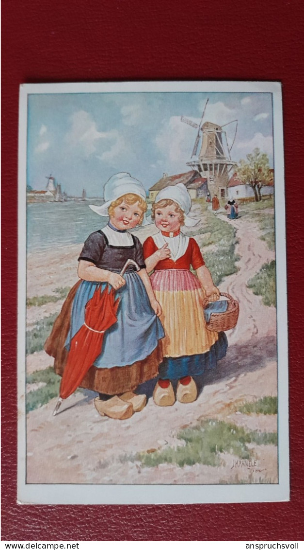 CPA - FANTAISIES - HOLLAND - ILLUSTRATEUR J. KRÄNZLE - PETITES HOLLANDAISES - Kraenzle