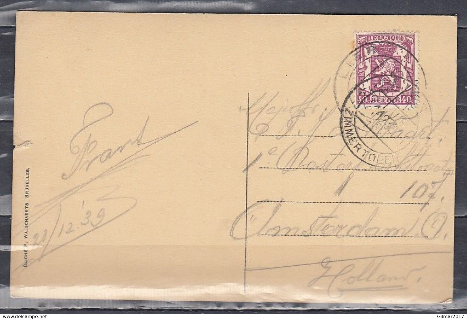 Postkaart Van Lier Naar Amsterdam (Nederland) - 1935-1949 Small Seal Of The State