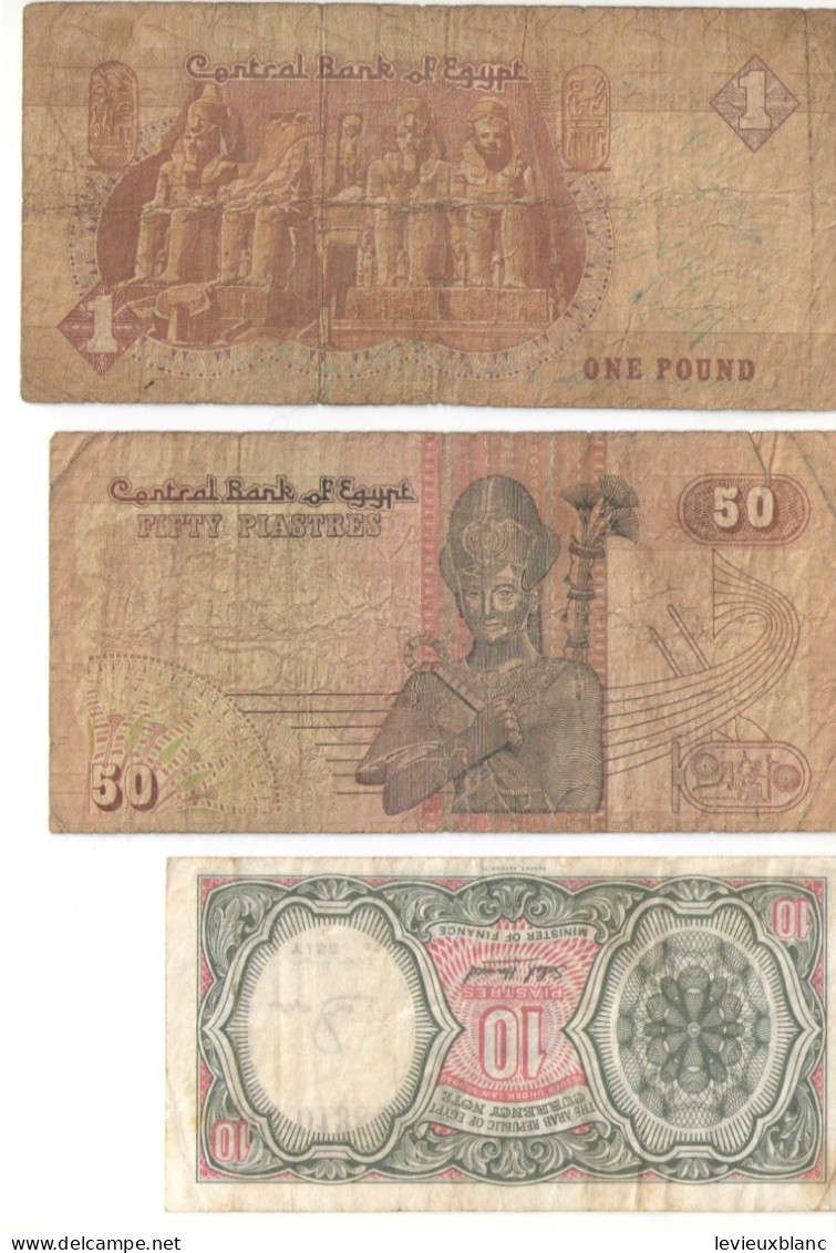 3 Billets De Banque Anciens/ EGYPT/Central Bank Of Egypt/ 1 Pound, 5 & 10 Piastres/ Date ?     BILL249 - Aegypten