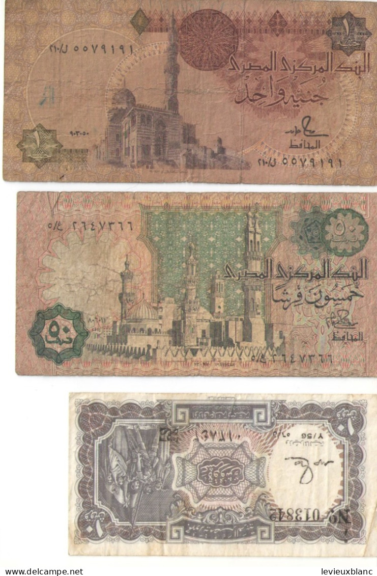 3 Billets De Banque Anciens/ EGYPT/Central Bank Of Egypt/ 1 Pound, 5 & 10 Piastres/ Date ?     BILL249 - Egitto