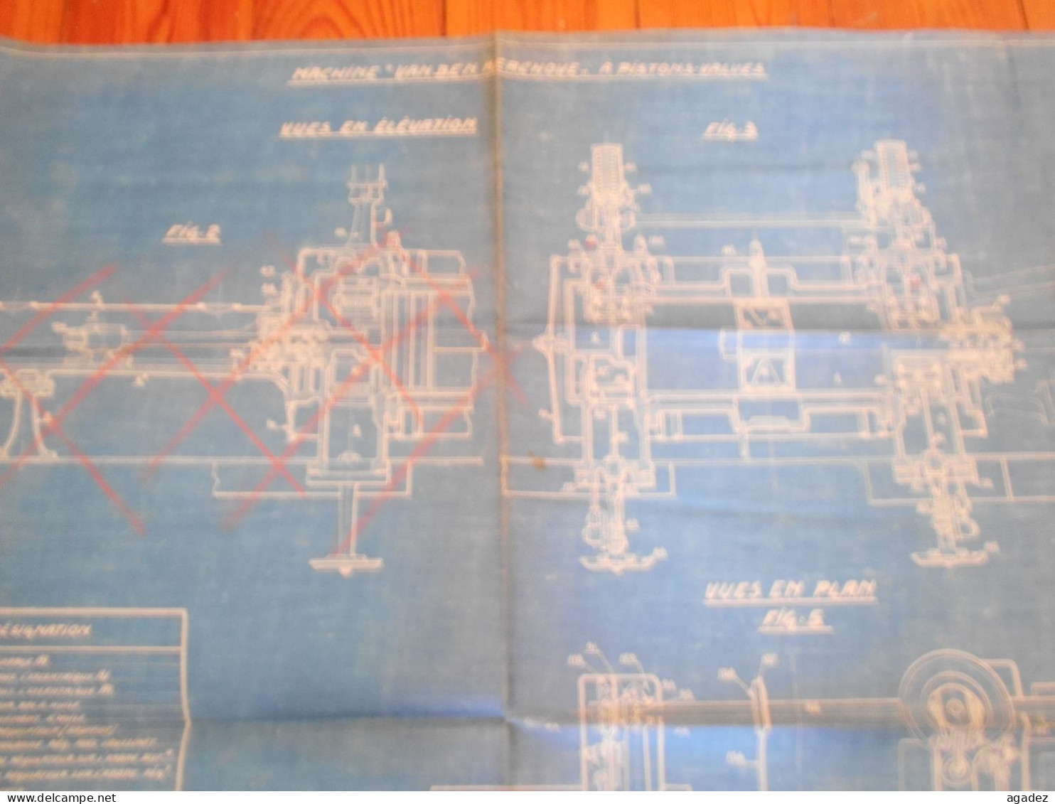 Ancien Plan Schéma Machine Van Den Kerchove à Pistons Valves Industrie Textile  Gand Gent - Kleidung & Textil