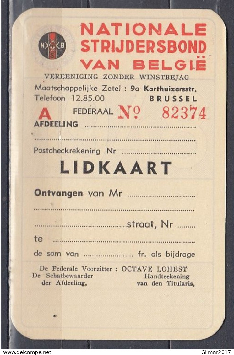 Fédération Nationale Des Combattants De Belgique Met Stempel Mazy - 1935-1949 Petit Sceau De L'Etat