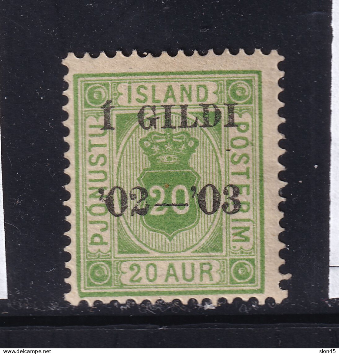 Iceland 1902 Official 20a Sc O29 MH 15785 - Neufs