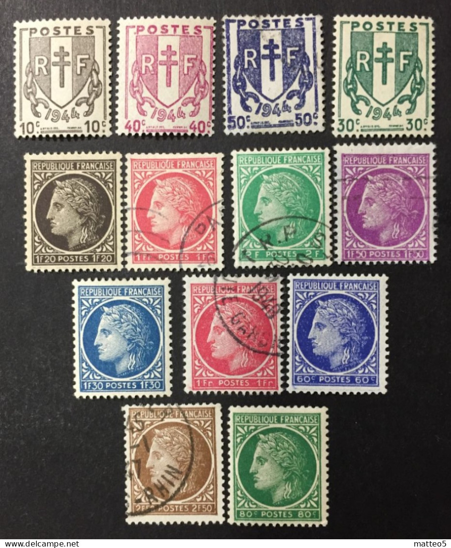 1945 France - Broken Chains . Ceres Type Of Mazelin - 13 Stamps Used And Unused ( Mint Hinged ) - 1945-47 Ceres Of Mazelin