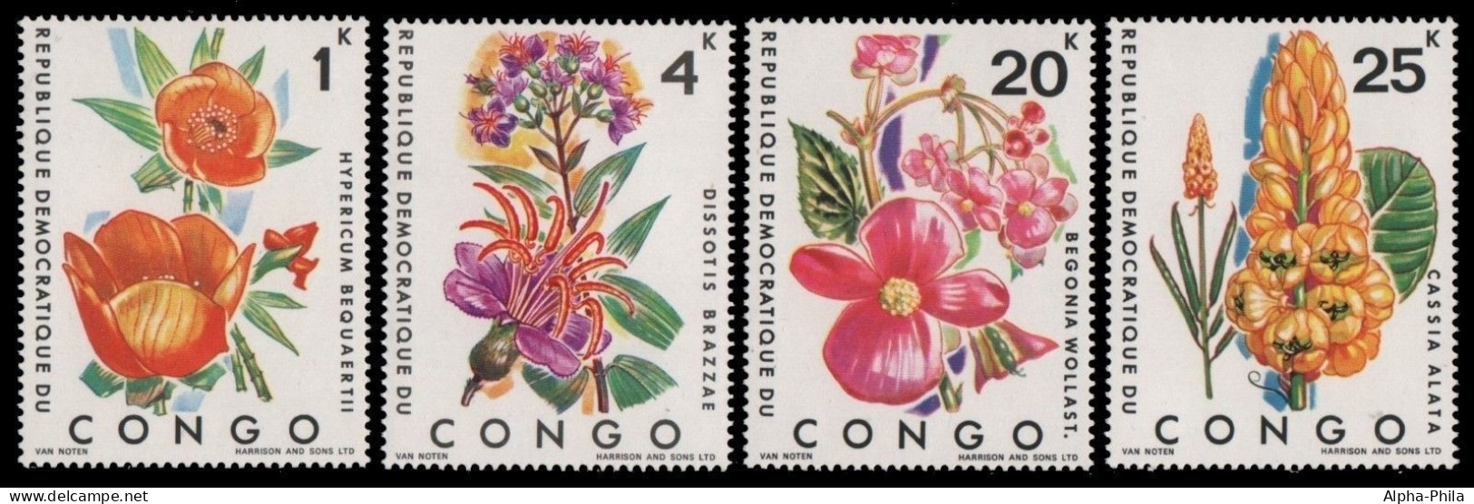 Kongo-Kinshasa 1971 - Mi-Nr. 425-428 ** - MNH - Blumen / Flowers - Nuevas/fijasellos