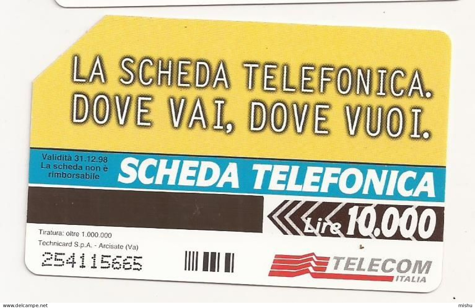 CT1 - Italy Phonecard - Telecom Italia  - 10000 Lire - Scheda Telefonica - Autres & Non Classés