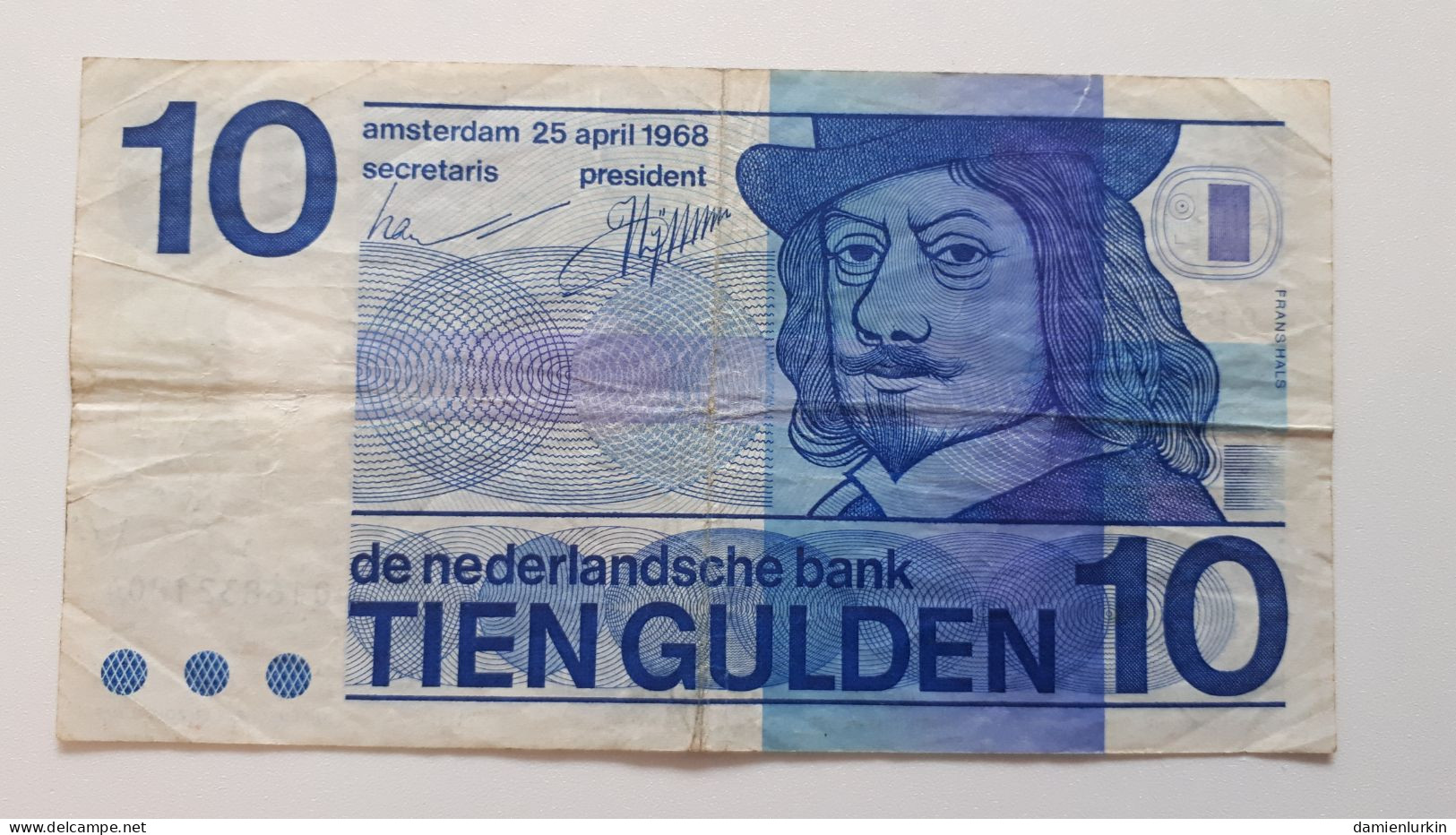 PAYS-BAS 10 GULDEN 25 AVRIL 1968 O BULLSEYE P-91a - 10 Gulden