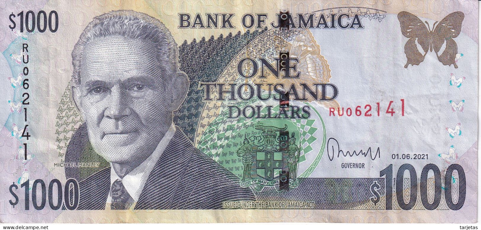 BILLETE DE JAMAICA DE 1000 DOLLARS DEL AÑO 2021  (BANKNOTE) - Jamaica