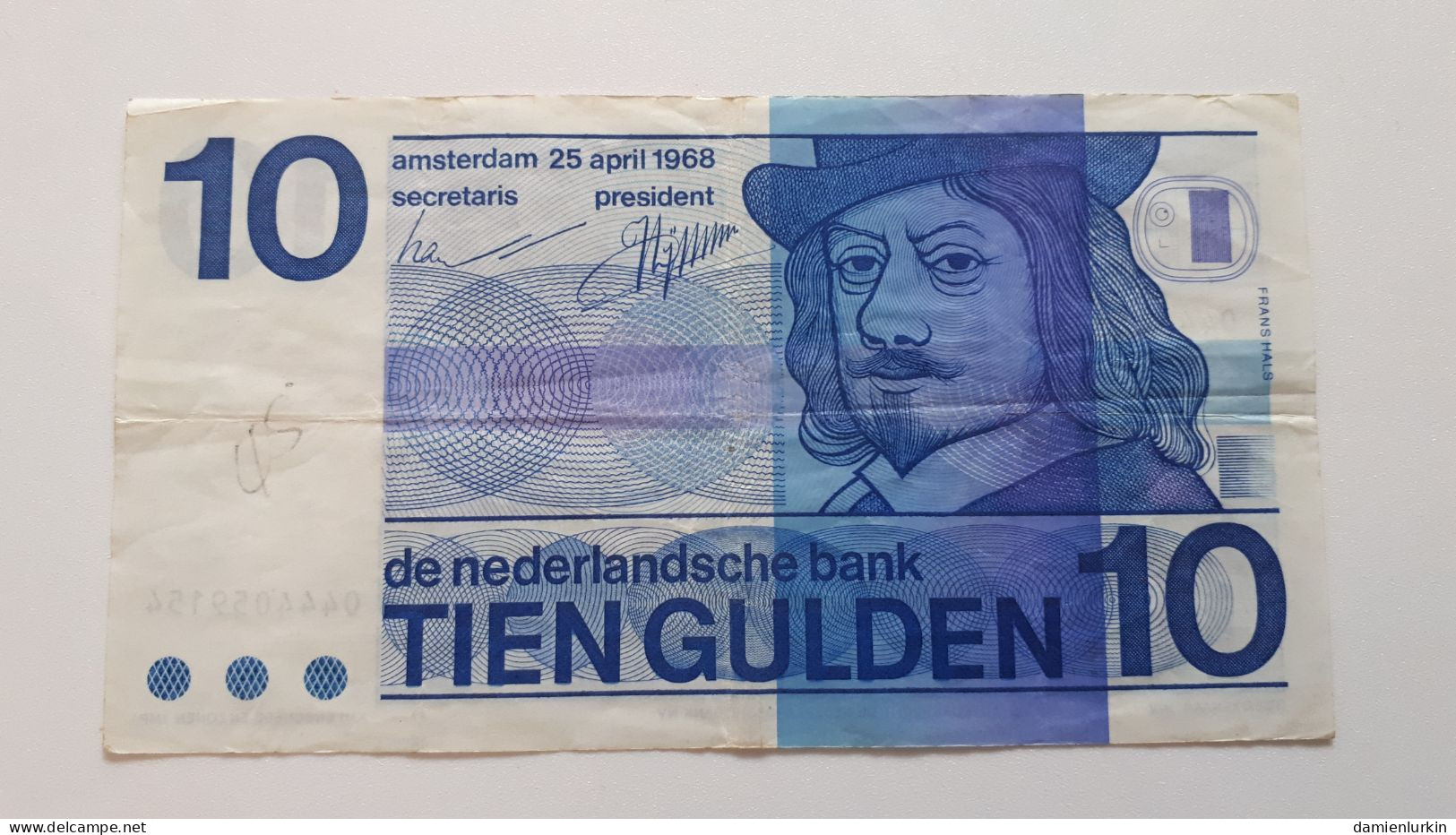 PAYS-BAS 10 GULDEN 25 AVRIL 1968 O BULLSEYE P-91a - 10 Gulden