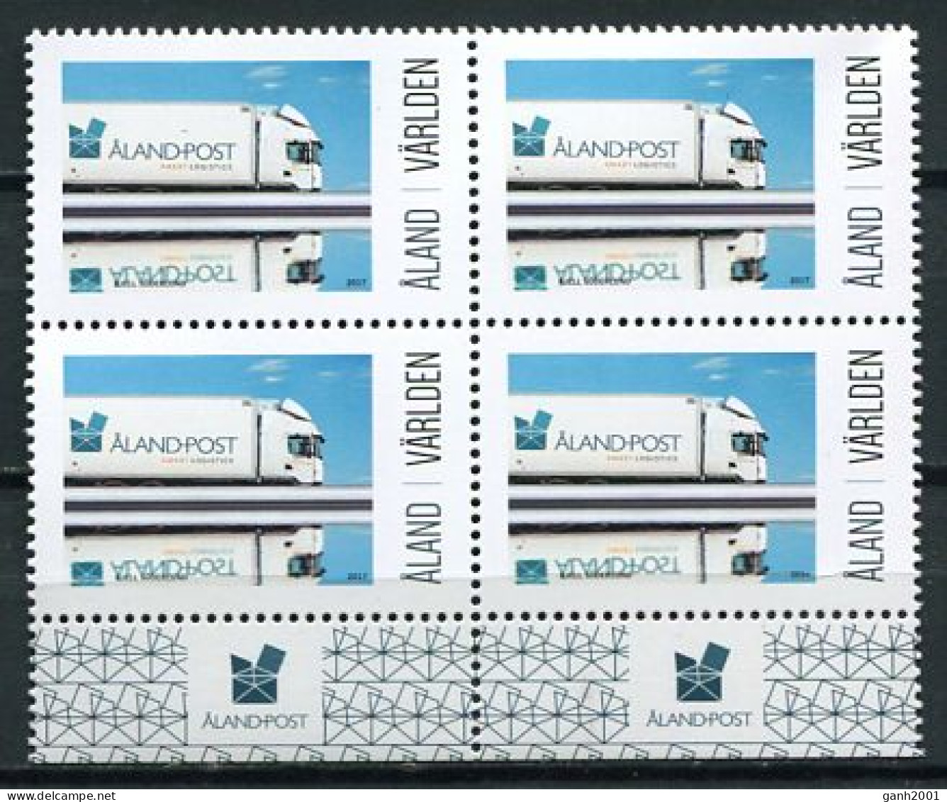 Aland 2017 / Block Of 4 Postal Truck Larry MNH Camión Postal LKW Lastwagen / Cu3225  5-13 - Vrachtwagens