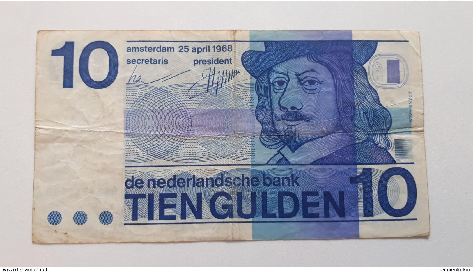 PAYS-BAS 10 GULDEN 25 AVRIL 1968 O BULLSEYE P-91a - 10 Florín Holandés (gulden)