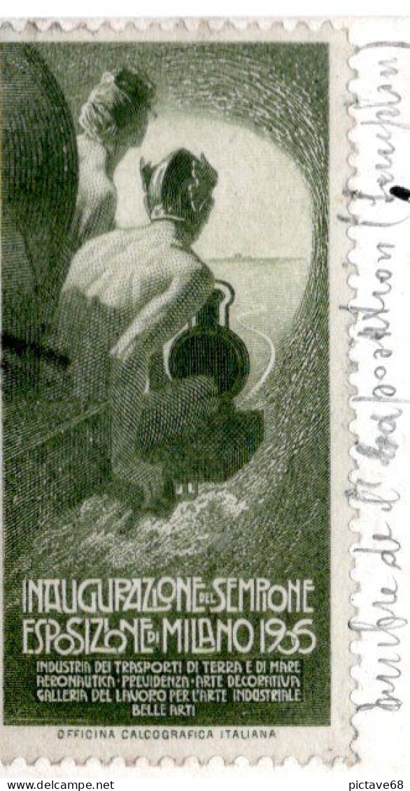 ITALIE / BELLE CARTE DE MILAN A DESTINATION DE TOUL (FRANCE) ET VIGNETTE DE L'EXPOSITION DU SIMPLON EN1906 - Publicity