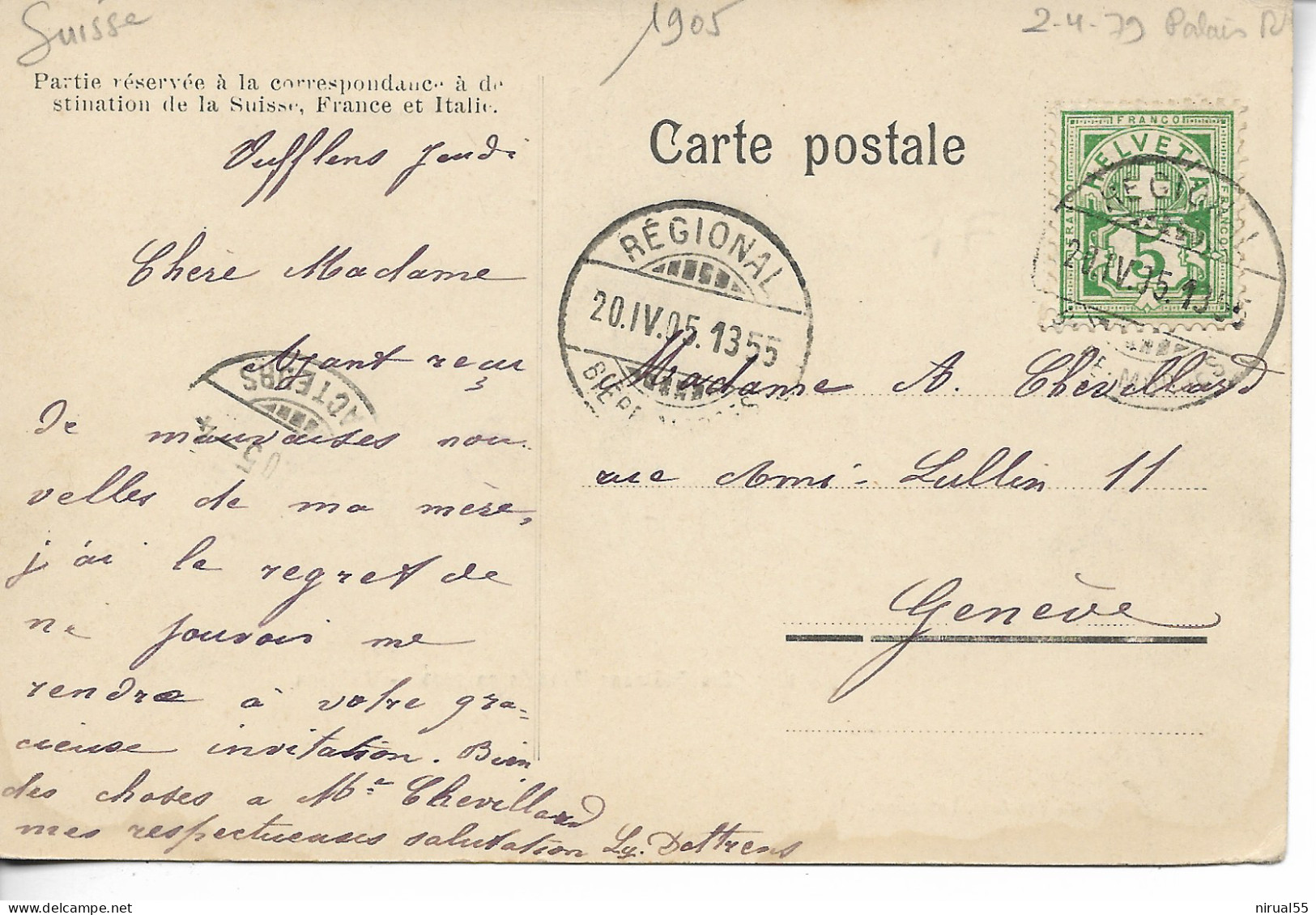 MORGES Suisse Ferroviaire CAD Régional BIERE MORGES 1905    ...G - Chemins De Fer