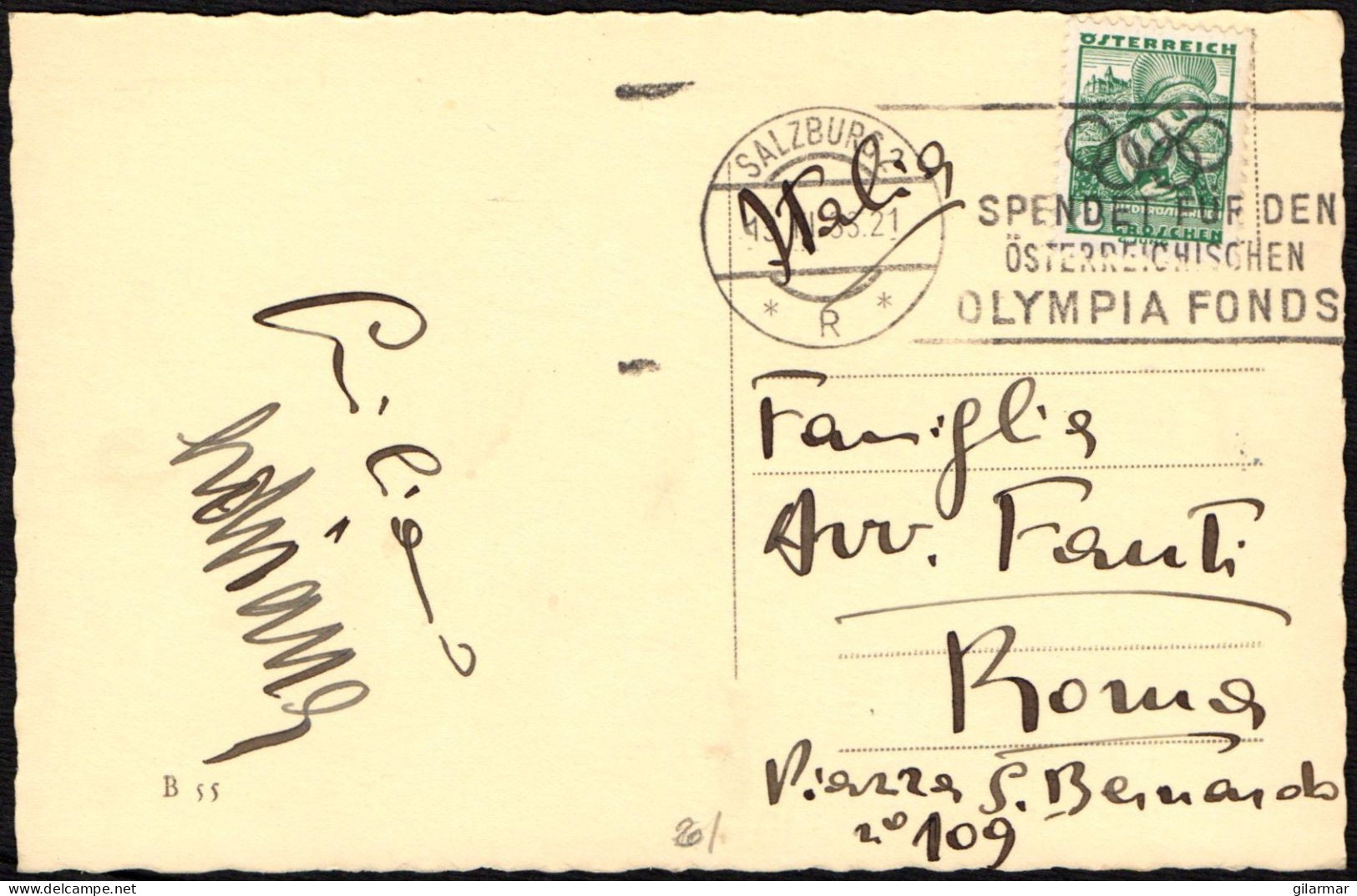 OLYMPIC GAMES 1936 - AUSTRIA SALZBURG 1935 - DONATE TO THE AUSTRIAN OLYMPIC FUND - MAILED POSTCARD - M - Estate 1936: Berlino