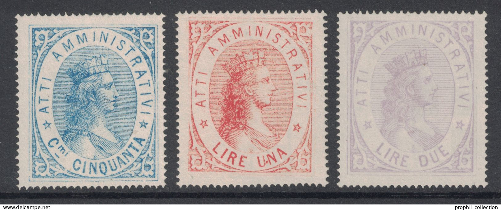 LOT De 3 TIMBRES FISCAUX D'ITALIE MARCA DA BOLLO ATTI AMMINISTRATIVI 1869-70 - Fiscaux