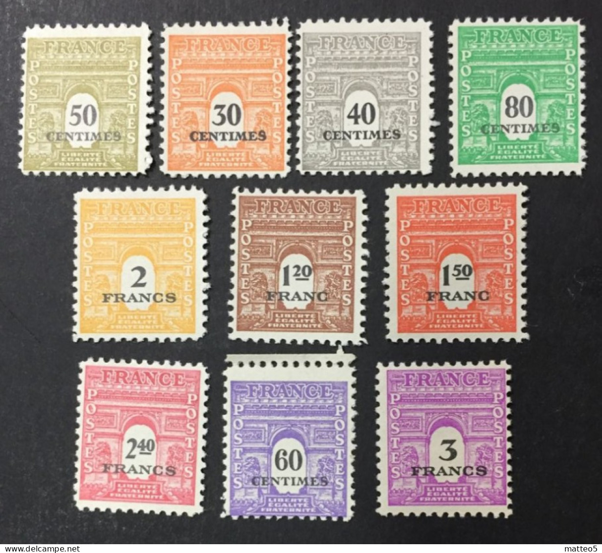 1945 France - Arc De Triomphe - 10 Stamps Unused ( Mint Hinged ) - 1944-45 Triomfboog