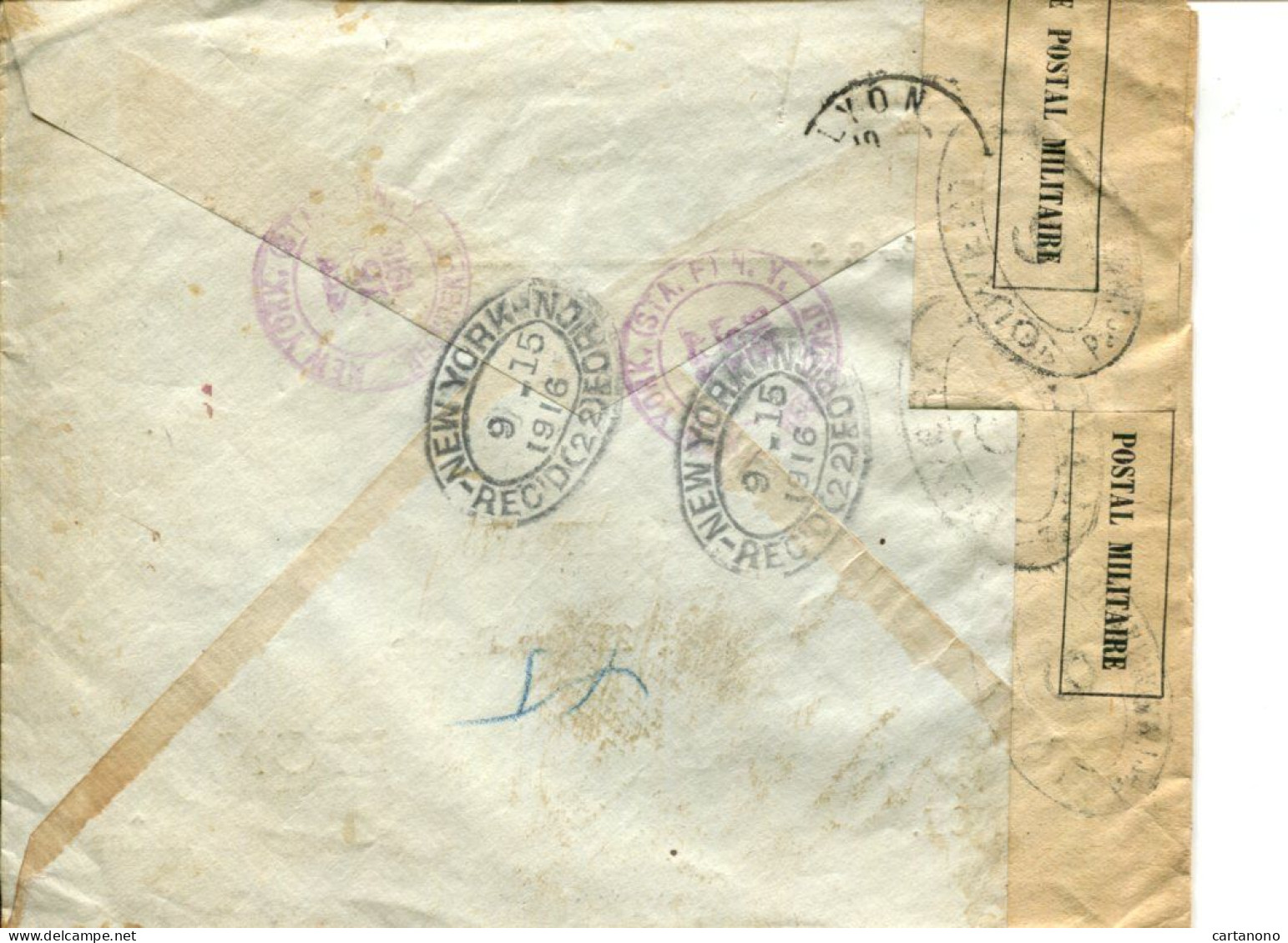 Etats Unis 1916 Affranchissement Sur Lettre Recommandée Avec Censure Pour La France Paquebot St Louis - Marcophilie