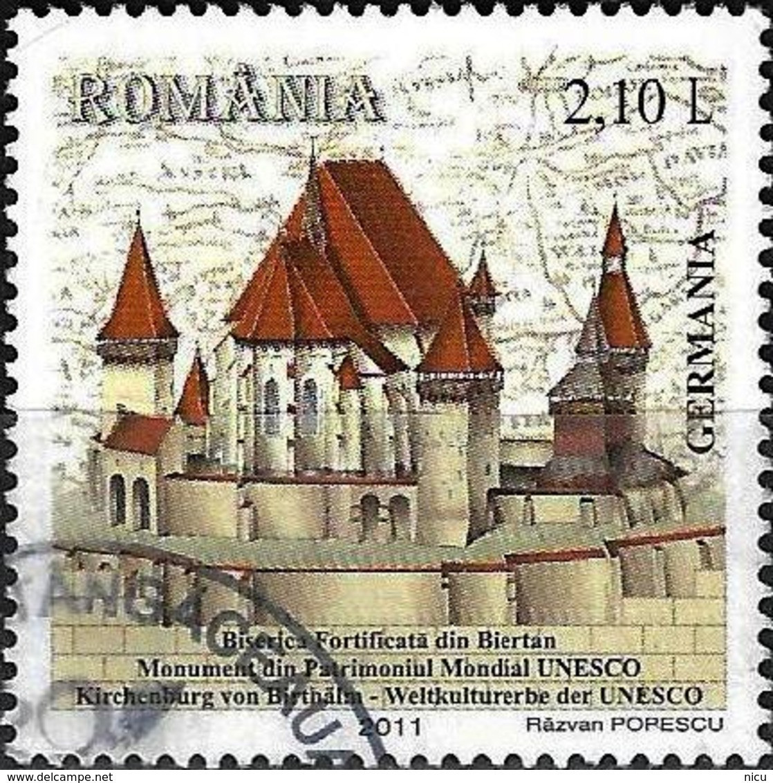 2011 - COMMON ISSUE ROMANIA - GERMANY - FORTIFIED CHURCH FROM BIERTAN - Usado