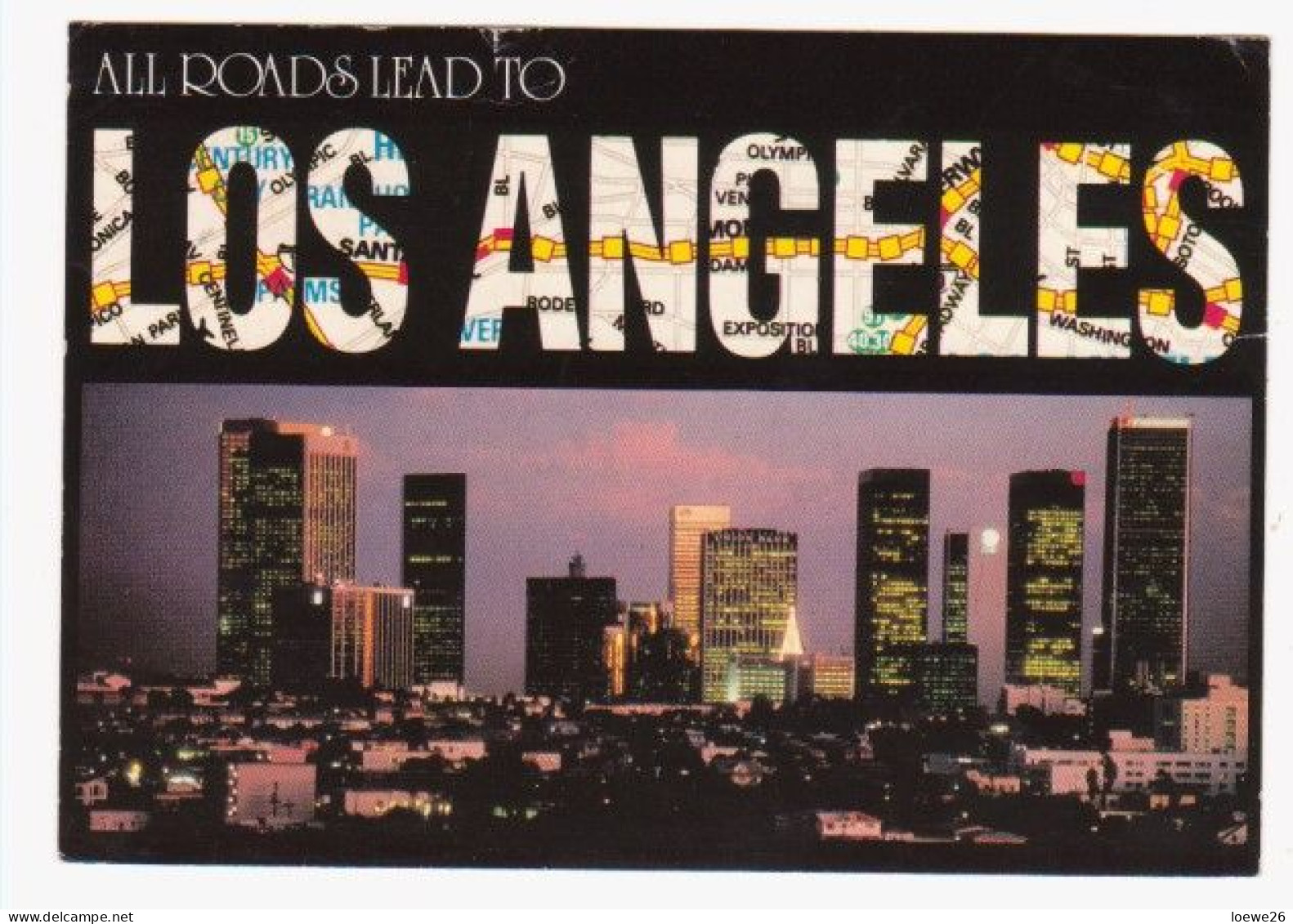 Ak.  Los Angeles, Panorama, Nachtbild, - Los Angeles