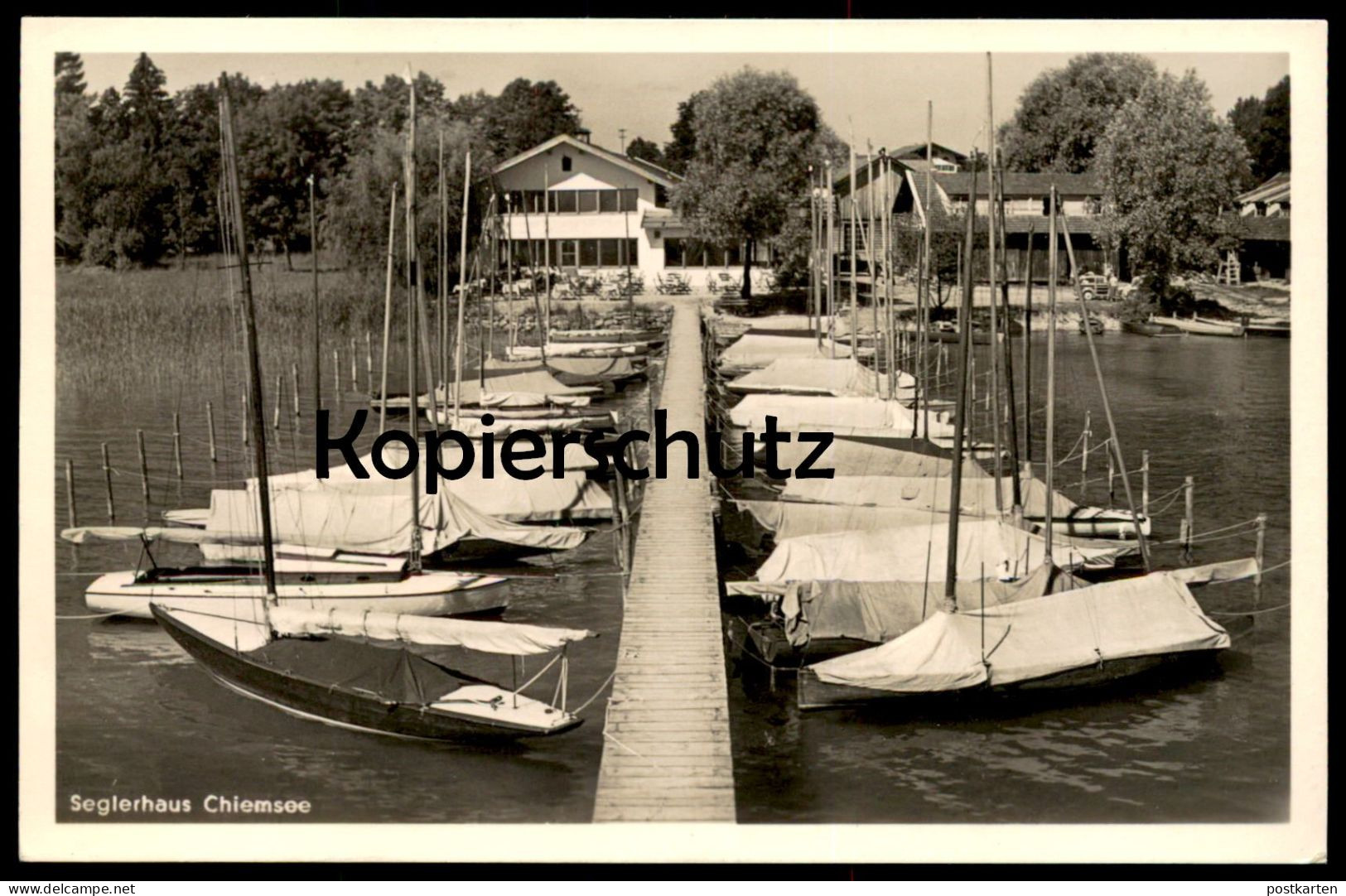 ALTE POSTKARTE SEGLERHAUS CHIEMSEE SEBELBOOTE STEG STEMPEL PRIEN 1951 Segelboot Hafen AK Ansichtskarte Postcard Cpa - Chiemgauer Alpen