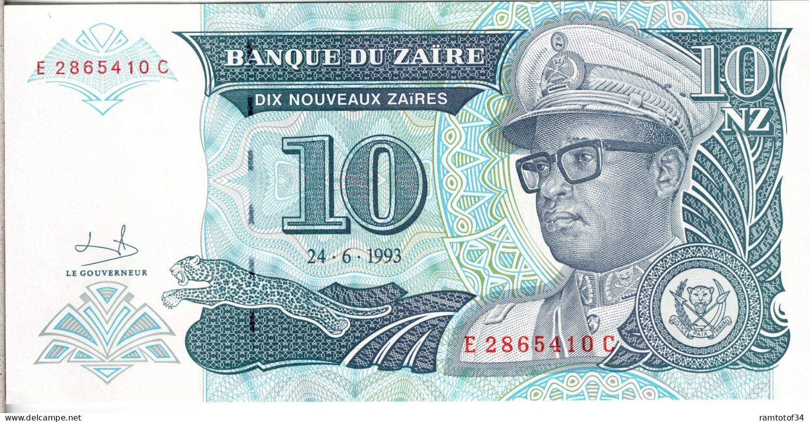 ZAIRE - 10 Zaïre 1993 UNC - Zaire