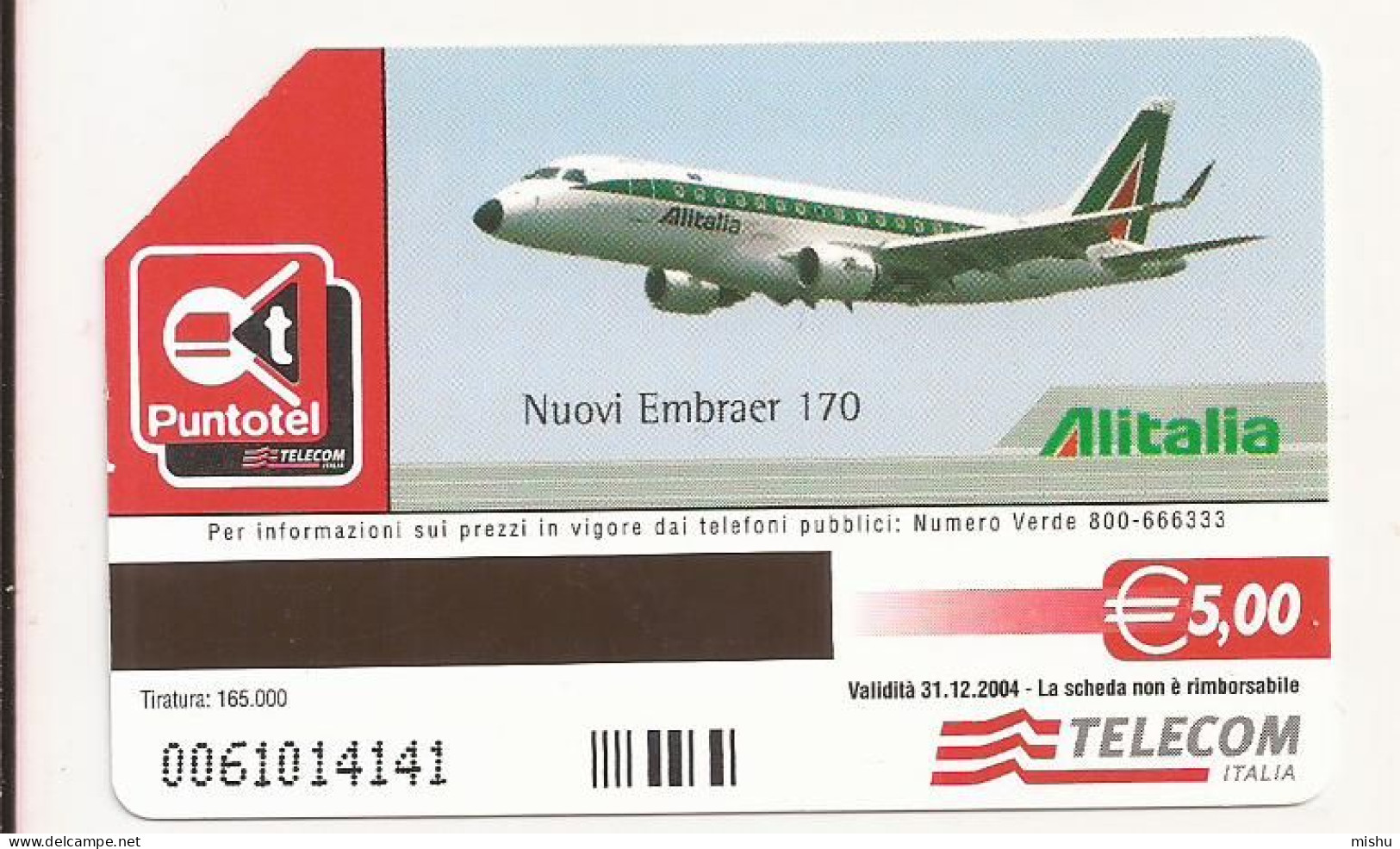 CT1 - Italy Phonecard - Telecom Italia  - 5 Euro - Alitalia - Autres & Non Classés