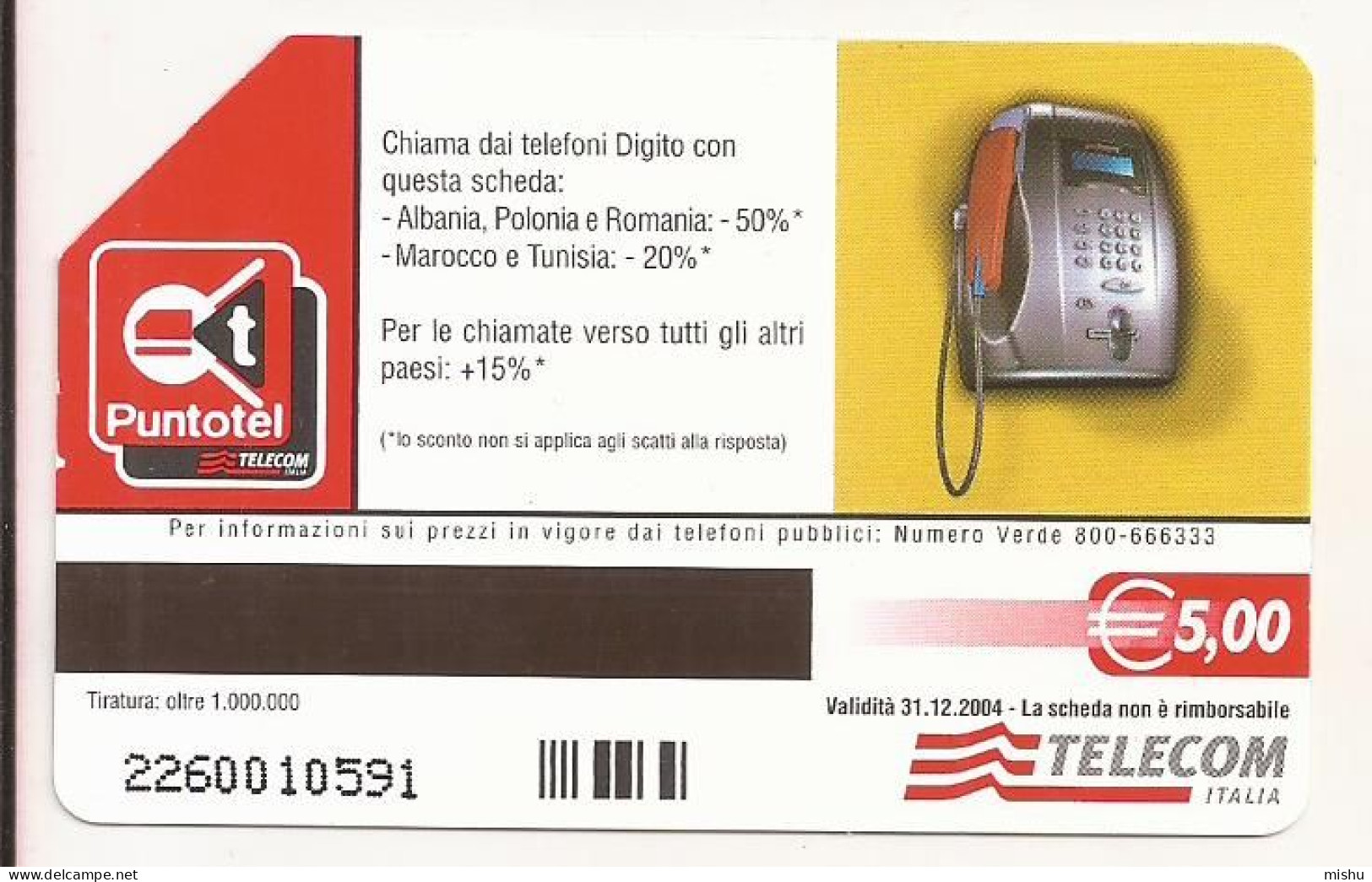 CT1 - Italy Phonecard - Telecom Italia  - 5 Euro - Phone Home - Other & Unclassified