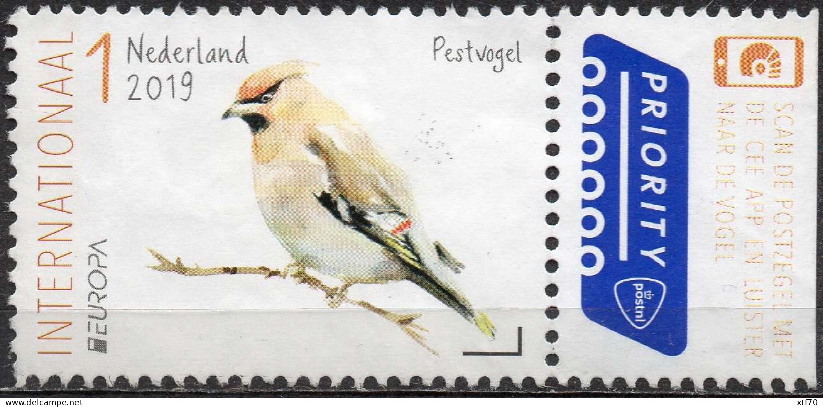 NETHERLANDS 2019 Europa - National Birds. Pestvogel (Bombycilla Garrulus) - Gebruikt