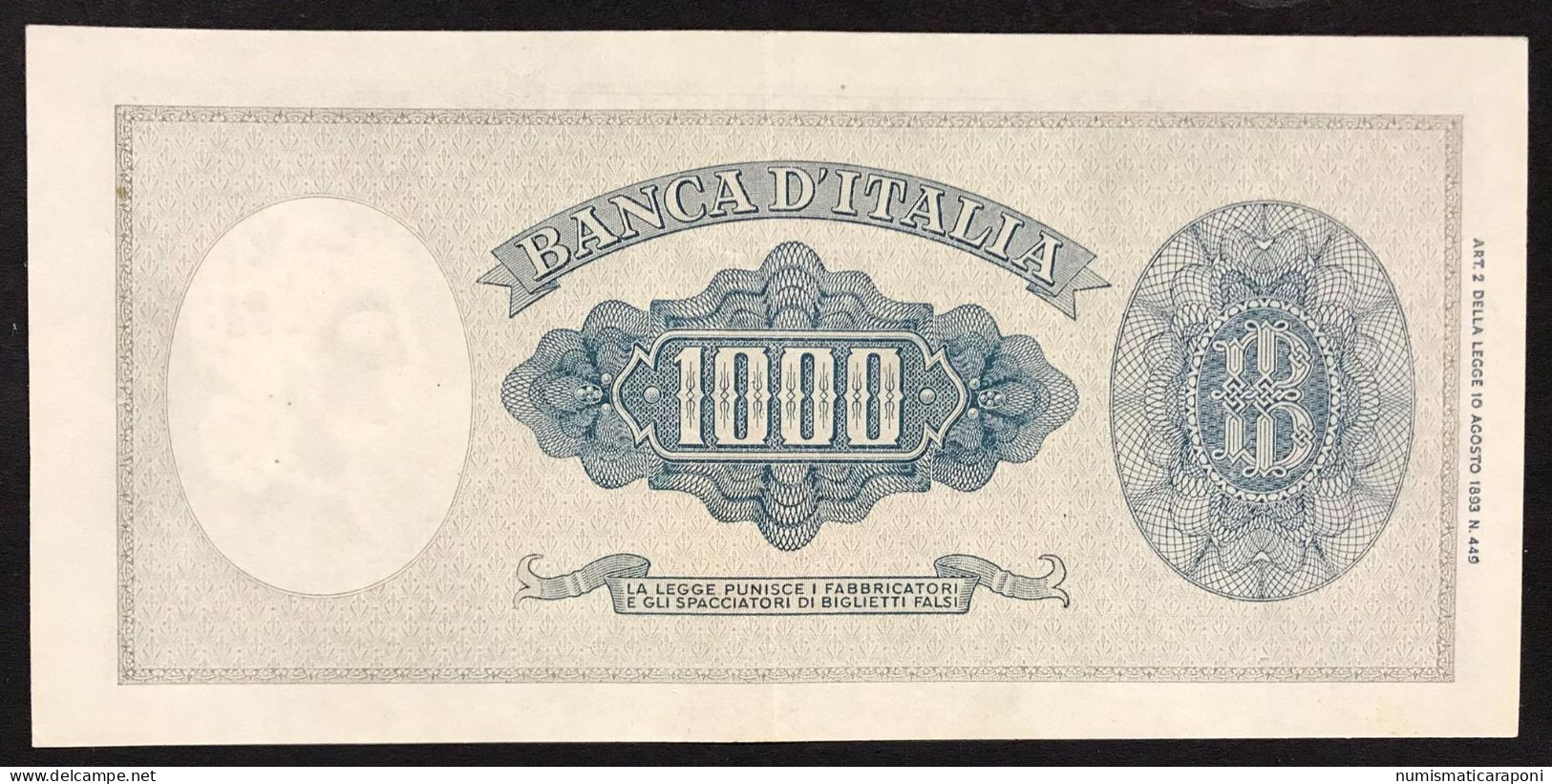 1000 LIRE Italia Medusa 20 03 1947 NATURALE Spl Piega Centrale Verticale LOTTO 2715 - 1000 Liras